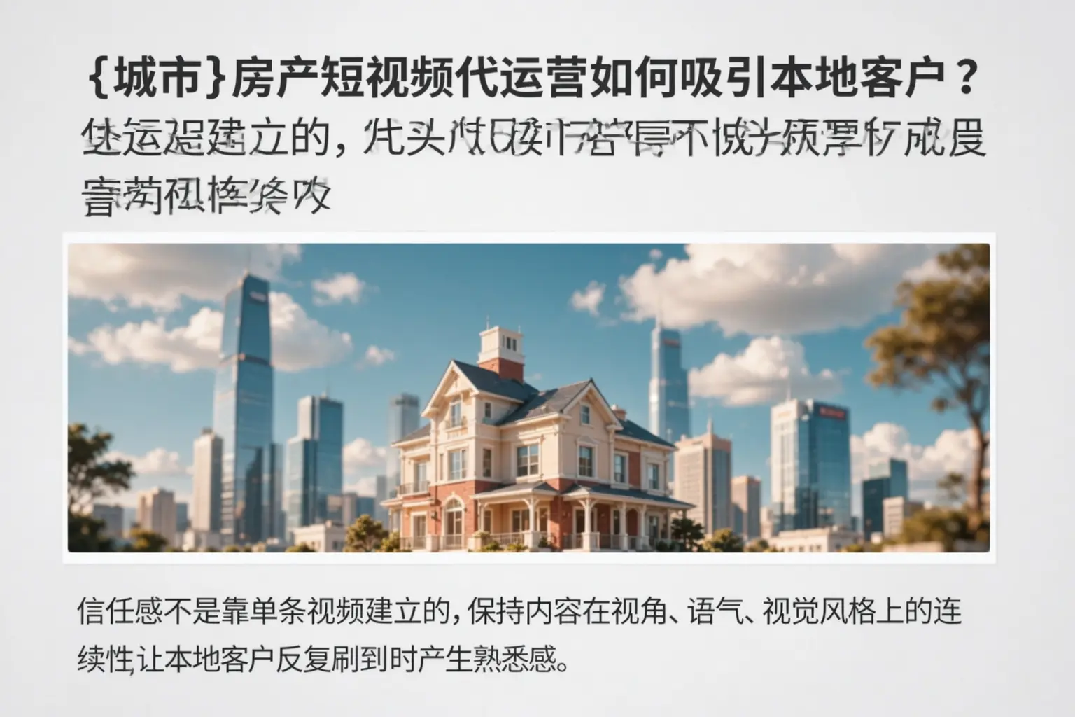 弓长岭房产短视频代运营如何吸引本地客户?